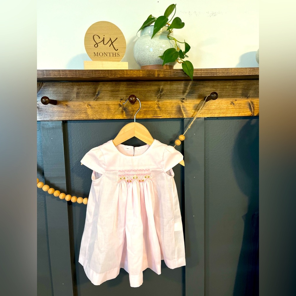 Pink embroidered dress and matching bloomers